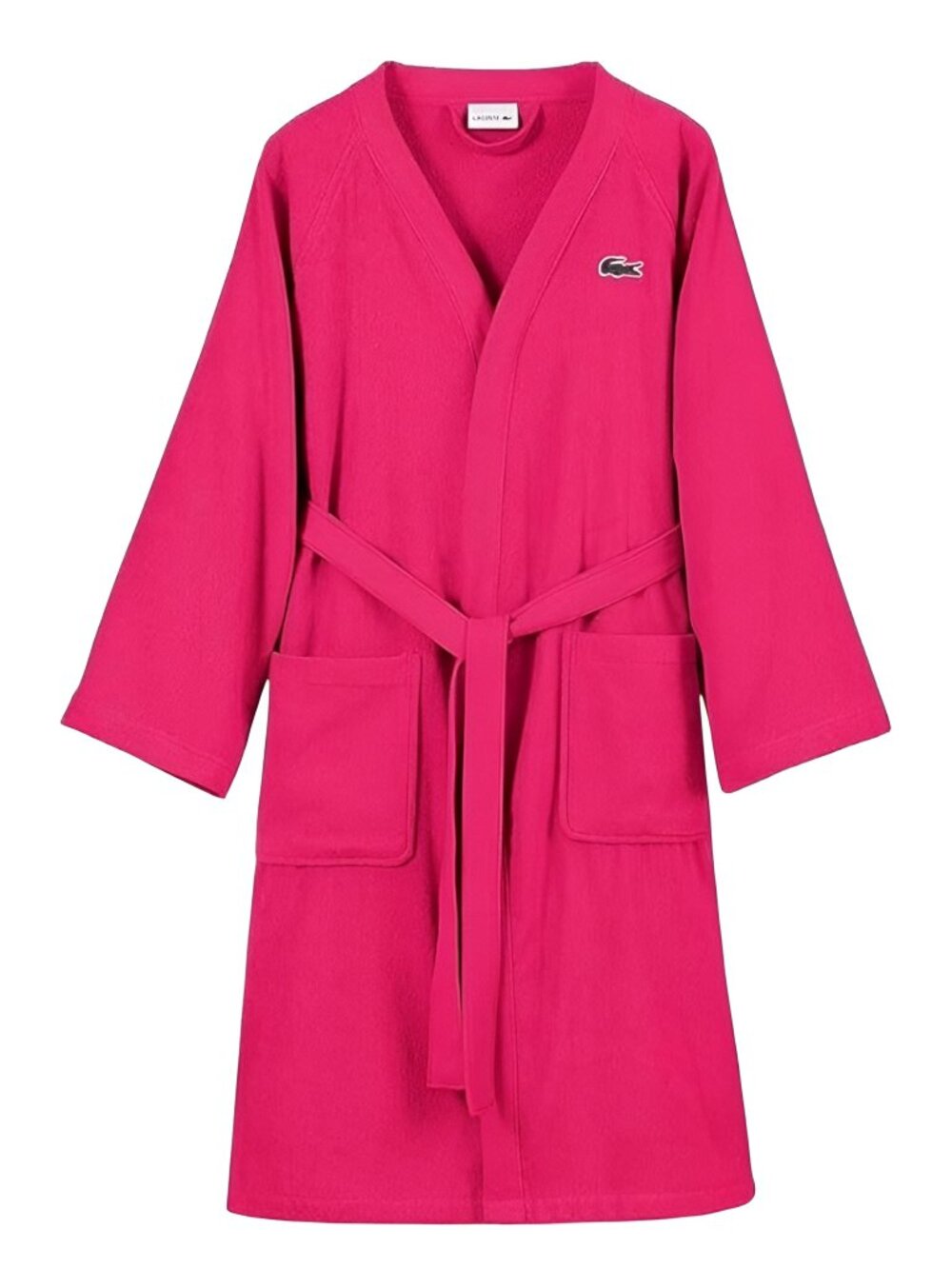 Lacoste Cotton Terry Bath Robe Unisex Absorbent Quick Dry One Size, MAGENTA